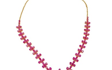 18 kt. Yellow gold - Necklace - 24.00 ct Ruby - Myanmar(Burma)