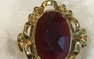 18 kt. Yellow gold - Ring Garnet