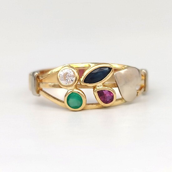 18 kt yellow gold 18 kt ring with ruby