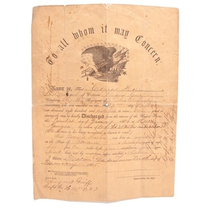 1866 Conrad Hoehn Civil War 187th Infantry Ohio Discharge Certificate