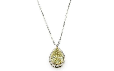18K WG 2.18ct GIA Fancy Yellow Diamond Necklace
