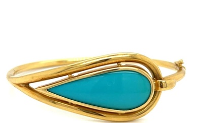 18K Yellow Gold Turquoise Bangle Bracelet