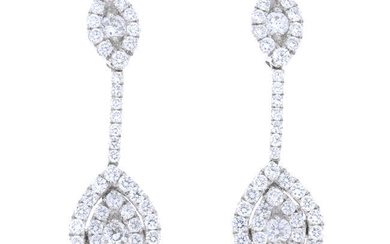 18ct gold pave-set diamond drop earrings
