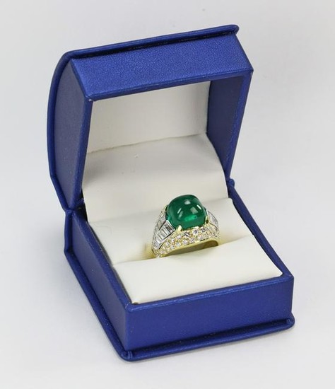 18k Emerald and Diamond Ring