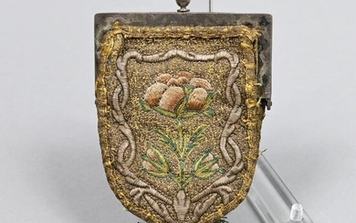 18th Century French Metal Thread-Embroidered Purse