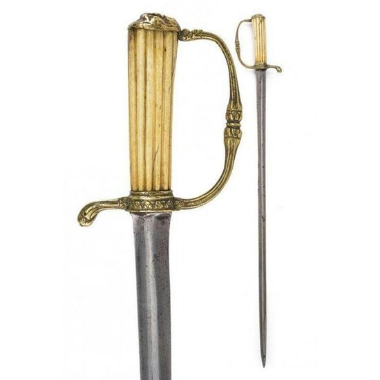 18thc European Embossed Mask Hunting Sword