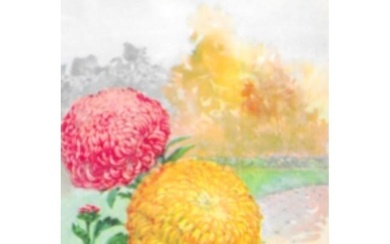 1920's Chrysanthemum Color Lithograph Print