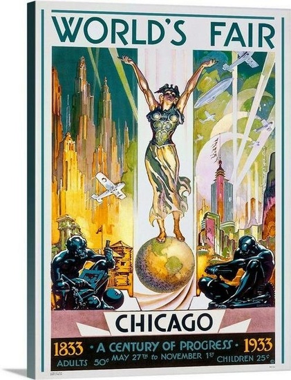 1933 Chicago Worlds Fair Canvas Reproduction