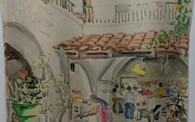 1939 Hazel Ewell Watercolor Painting Casa Morelos