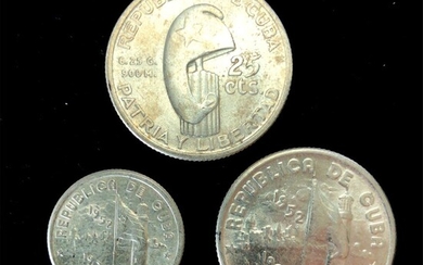 1952-53 Cuba 10&20 Centavos 3 Coins CH BU