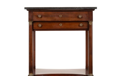 19TH C. CLASSICAL MARBLE TOP MAHOGANY MIXING TABLE