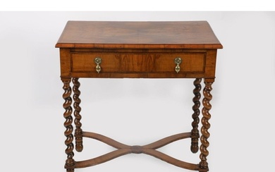 19TH-CENTURY WALNUT & HERRINGBONE INLAID TABLE