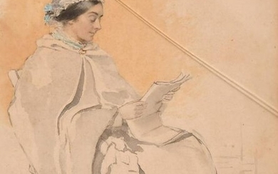 19th Century English School, A study of a seated lady