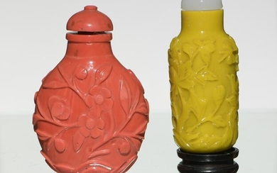 2 Chinese Peking Glass Snuff Bottles, 19th Century