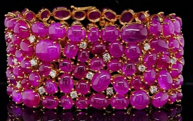202.50ctw Burma Ruby, 2.75ctw Diamond & 18K Bracelet