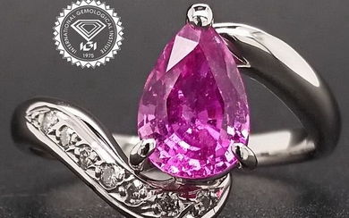 2.10ct Madagascar Pink Sapphire and Diamonds Platinum - Ring - ***NO RESERVE PRICE***