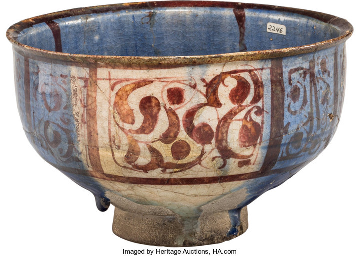 21259: A Persian Blue Glazed Earthenware Bowl, 16th cen