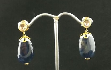 22 kt. Gold - Earrings Diamond - Corundum