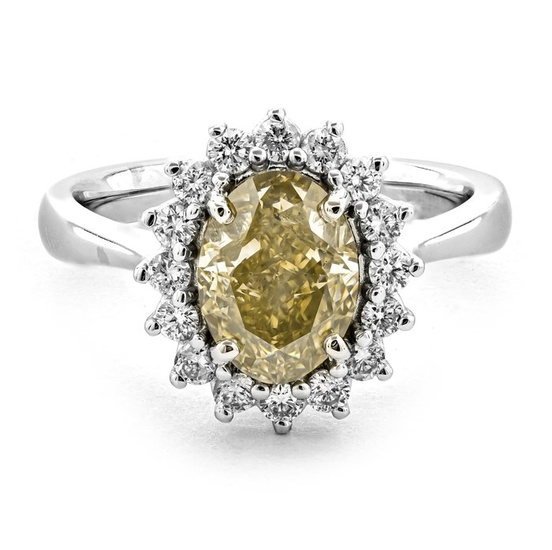2.48 tcw Diamond Ring - 14 kt. White gold - Ring - 2.08 ct Diamond - 0.40 ct Diamonds