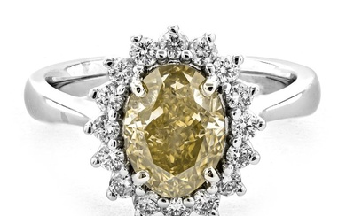 2.48 tcw Diamond Ring - 14 kt. White gold - Ring - 2.08 ct Diamond - 0.40 ct Diamonds