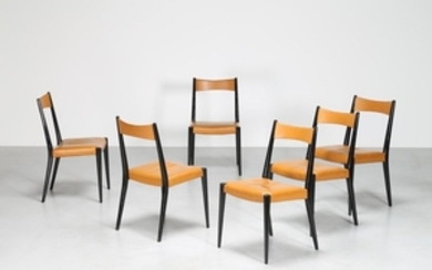 PRAUN ANNA LÜLJA Six chairs . Rose wood and skai.…