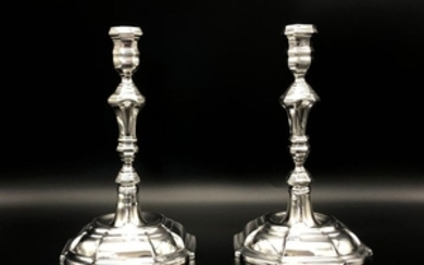 Candlestick, Set of silver candlesticks in Louis XIV style (2) - .925 silver - Preben Salomonsen - Denmark - mid 20th century