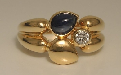 B&C gioielli - 18 kt. Gold - Ring - 0.83 ct Sapphire - Diamond