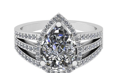 2.91 Ctw SI2/I1 Diamond 14K White Gold Engagement Halo Ring