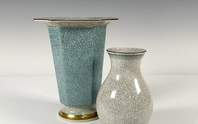 2pc Royal Copenhagen Crackle Glazed Vases
