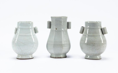 3 PIECES, CHINESE CELADON GUAN WARE VASES