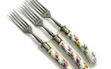 3 Rostfrei 800 Silver Porcelain Forks