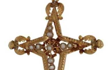 Kruis - 18 kt. Yellow gold - Pendant beads