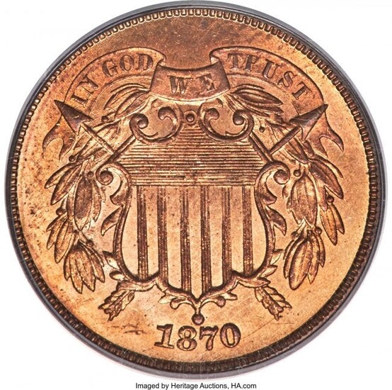 3059: 1870 2C MS65 Red PCGS. This is a boldly struck tw