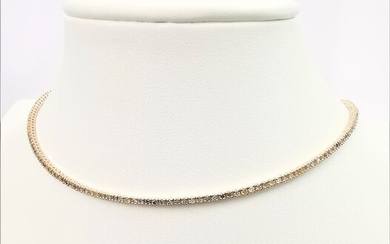 3.27 ct vvs fancy mix color diamonds choker necklace also worn as a bracelet - 14 kt. Pink gold - Necklace - 3.27 ct - Diamonds, AIG Certified - no reserve