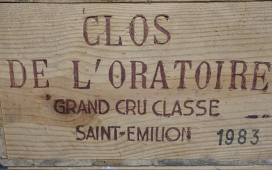 36 bouteilles CLOS DE L'ORATOIRE 1983 GCC Saint Emilion (base goulot