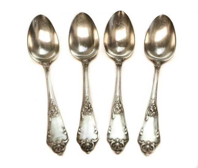 4 Fine Russian 84 Silver Tablespoons late 19th Century