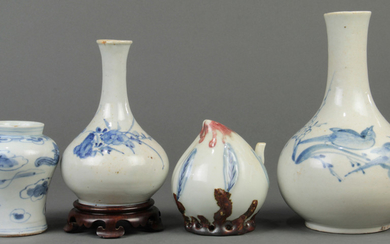 Korean Underglaze Blue Vases, Jar, Water Dropper