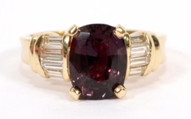 4.19CT NATURAL RED-PURPLE SAPPHIRE GIA RING
