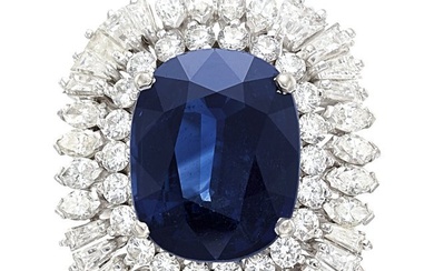 55259: Sapphire, Diamond, White Gold Ring Stones: Oval