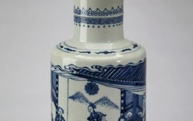 Chinese rouleau vase with court ladies and musicians