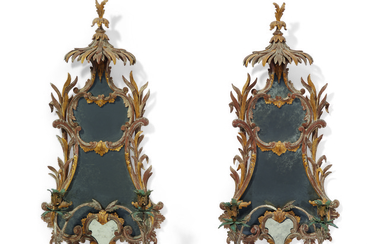 A PAIR OF GEORGE II STYLE GILTWOOD TWO-LIGHT GIRANDOLES, 20TH CENTURY