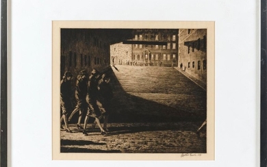 MARTIN LEWIS, New York/Connecticut/Maine/Australia, 1881-1962, "Shadows on the Ramp", 1927, from an edition of 100., Etching on pape...