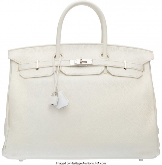 58059: Hermès 40cm White Clemence Leather Birkin