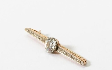 A 14 carat gold, platinum and diamond bar brooch, Belle Epoque