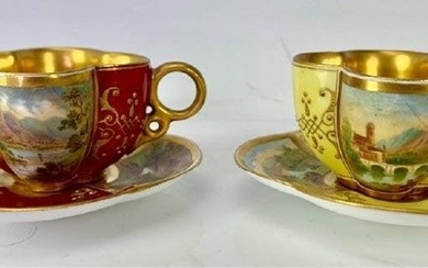 PAIR OF 19TH C. COALPORT CUP AND SAUCERS