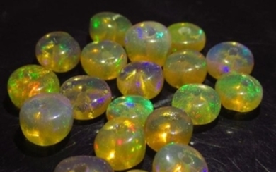 7.23 Ct Genuine 19 Ethiopian Drilled Round Opal Beads