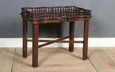 Antique English Spindle Gallery Butler Table