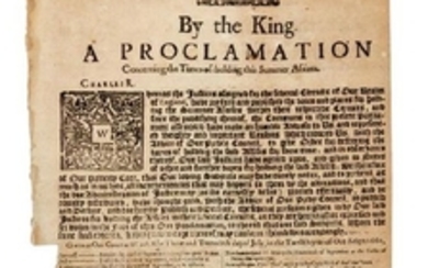 * [BARKER, Christopher]. By the King a Proclamation Concerning the Times of holding this Summer Assizes. London: John Bill and Christopher Barker, 1660.