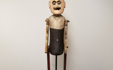 Carved and Painted Wood Figure of a Man with a Mustache
