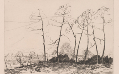 Chauncey Foster Ryder Etching [Mountain, Trees]